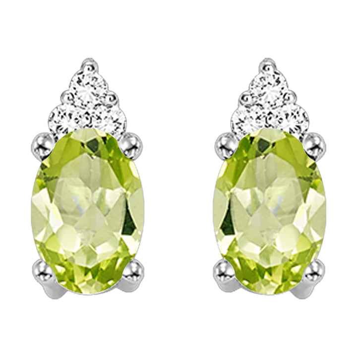 10Kt White Gold Diamond 1/20Ctw & Peridot 5/8Ctw Earring