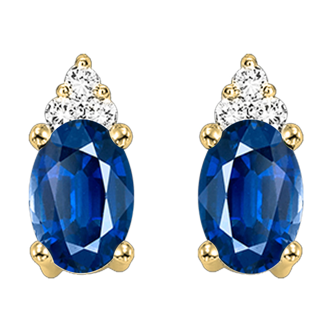 10Kt Yellow Gold Diamond 1/25Ctw & Sapphire 1/4Ctw Earring