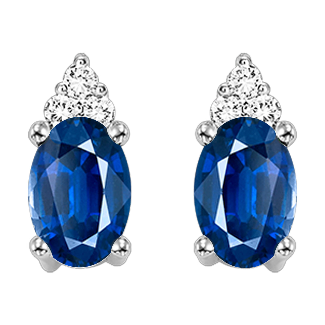 14Kt White Gold Diamond 1/25Ctw & Sapphire 5/8Ctw Earring
