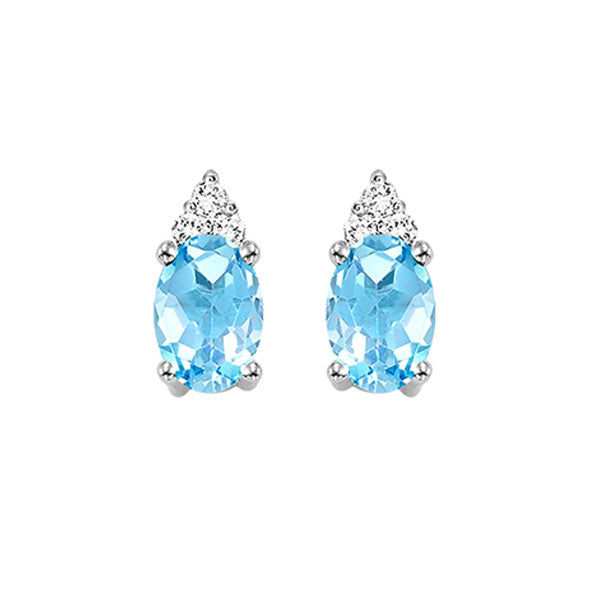 10Kt White Gold Diamond 1/20Ctw & Blue Topaz 1/2Ctw Earring