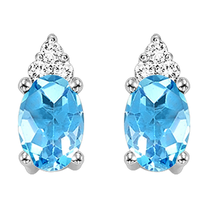 10Kt White Gold Diamond 1/25Ctw & Blue Topaz 1/2Ctw Earring