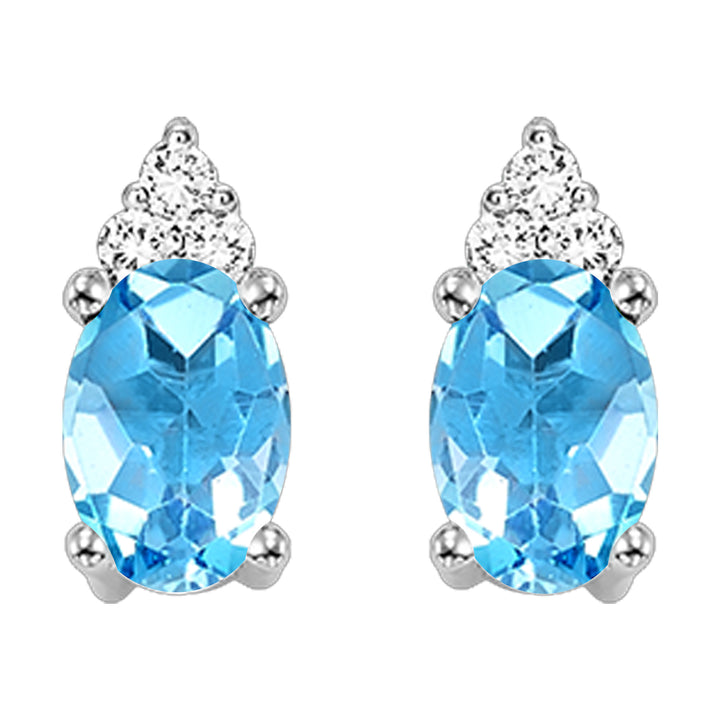 10Kt White Gold Diamond 1/20Ctw & Blue Topaz 1/2Ctw Earring