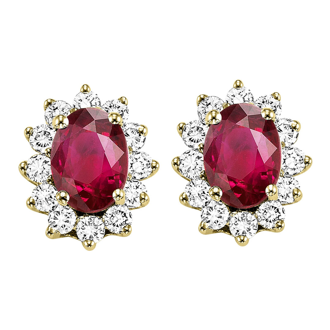 14Kt Yellow Gold Diamond 3/8Ctw & Ruby 1Ctw Earring