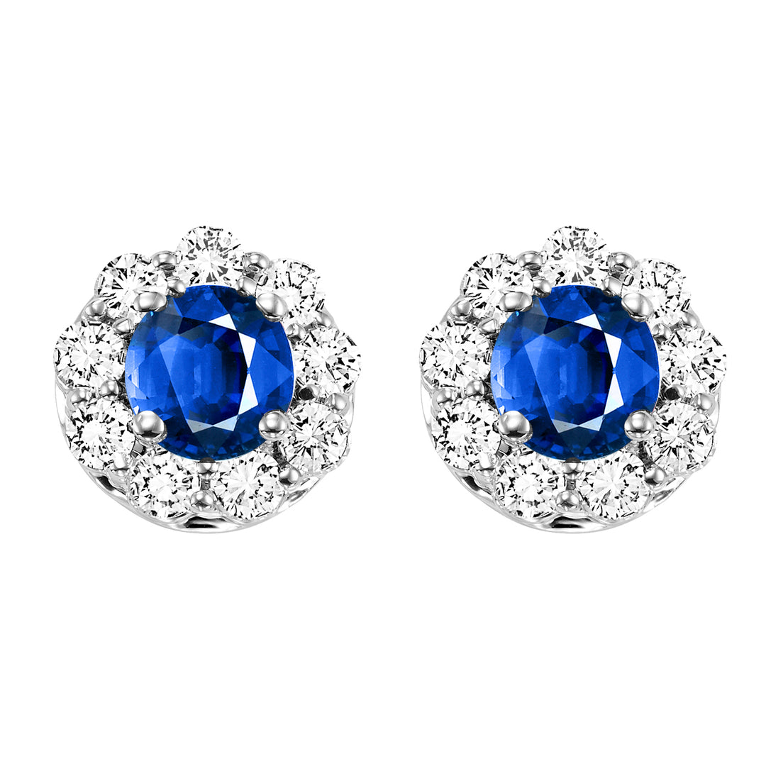 14Kt White Gold Diamond 3/4Ctw & Sapphire 5/8Ctw Earring