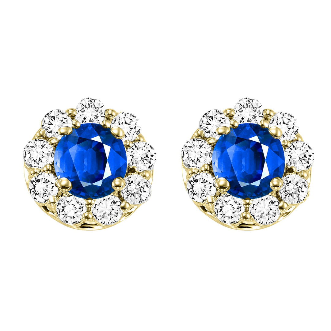 14Kt Yellow Gold Diamond 3/4Ctw & Sapphire 5/8Ctw Earring
