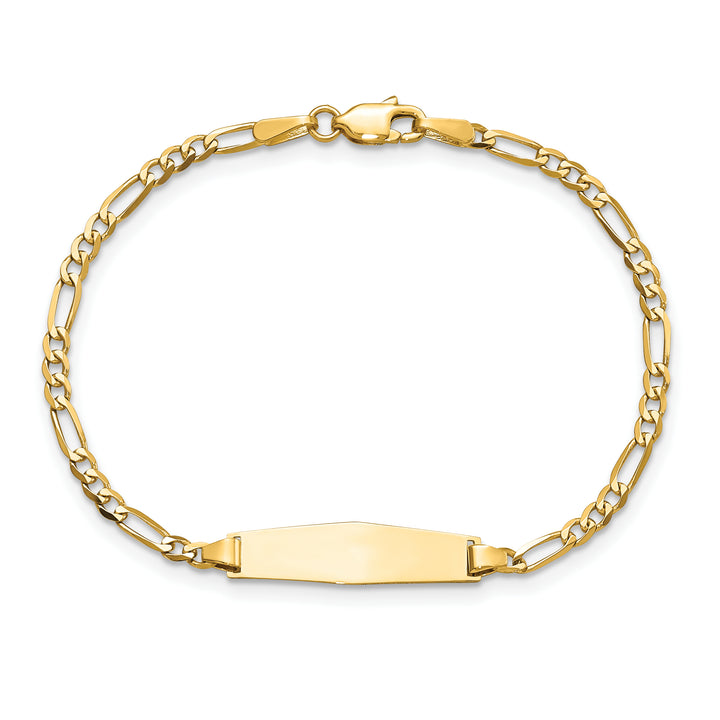 14k Baby Soft Diamond Shape Figaro ID Bracelet