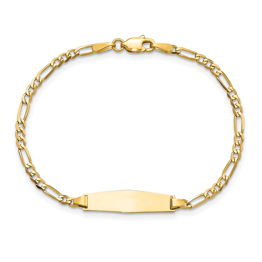 14k Soft Diamond Shape Figaro ID Bracelet