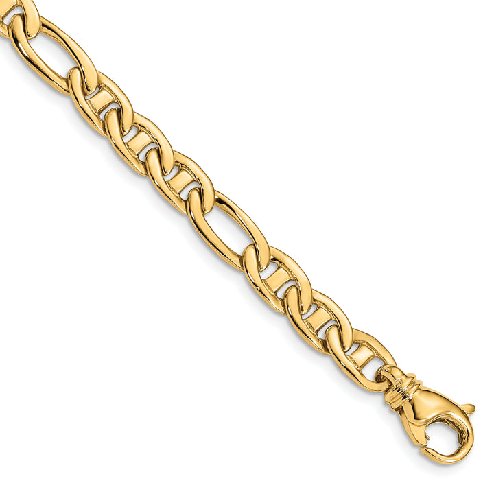 14k 6.5mm Solid Hand-Polished 3 & 1 Flat Anchor Chain
