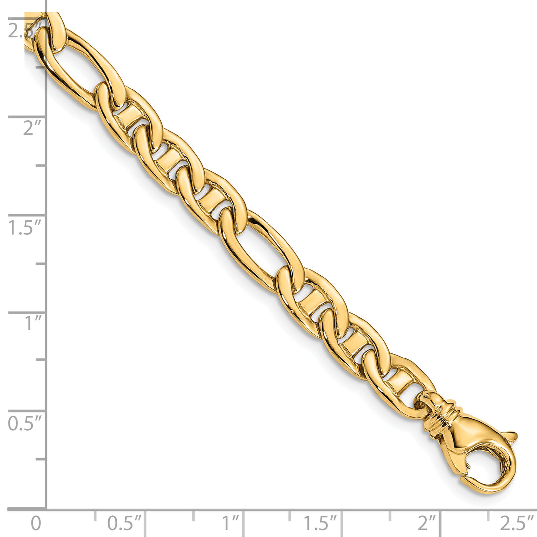 14k 6.5mm Solid Hand-Polished 3 & 1 Flat Anchor Chain