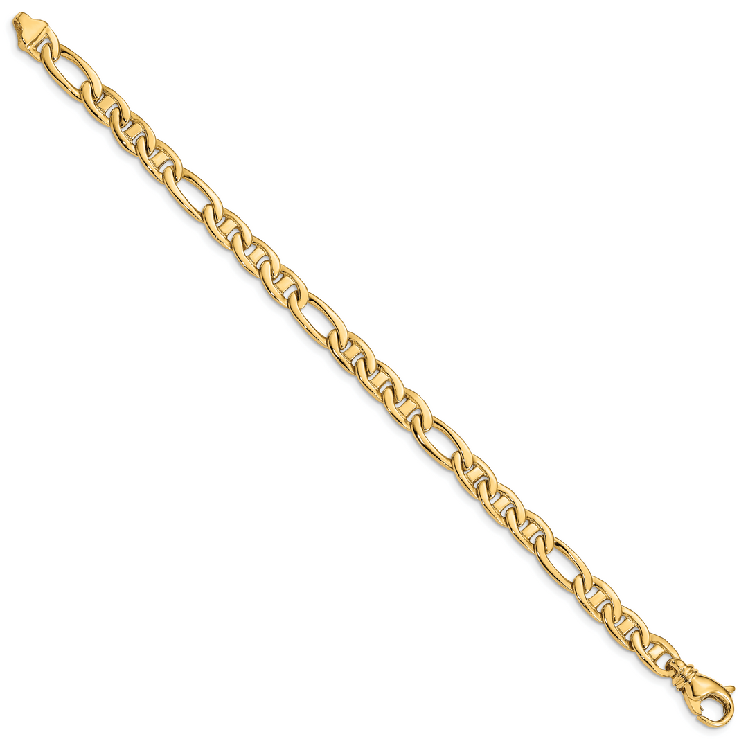 14k 6.5mm Solid Hand-polished 3 & 1 Flat Anchor Chain