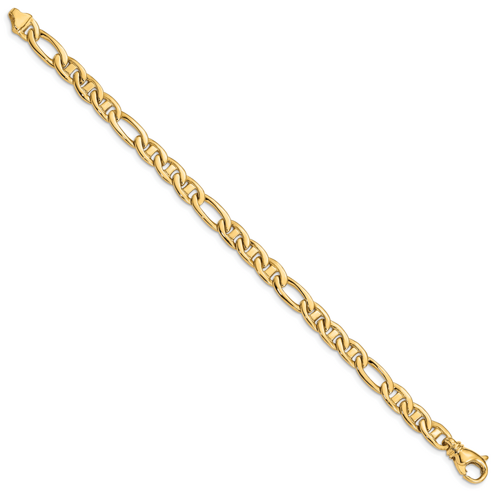 14k 6.5mm Solid Hand-polished 3 & 1 Flat Anchor Chain