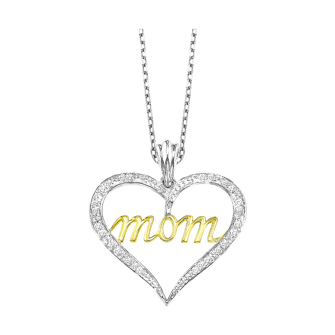 Silver White Yellow Diamond 1/15Ctw Pendant