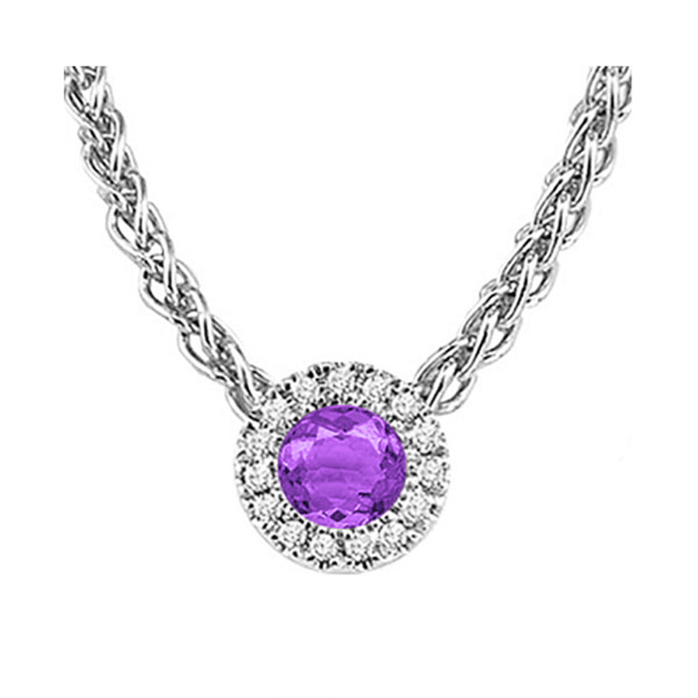 14Kt White Gold Diamond 1/25Ctw & Amethyst 1/5Ctw Pendant