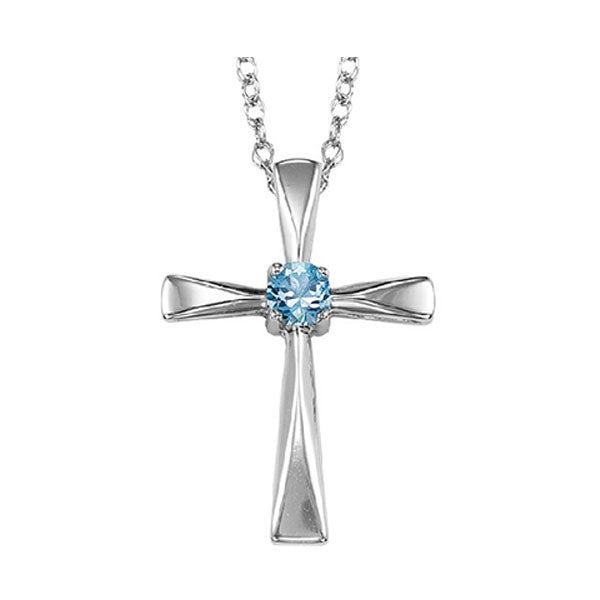 Silver White & Blue Topaz 1/5Ctw Pendant