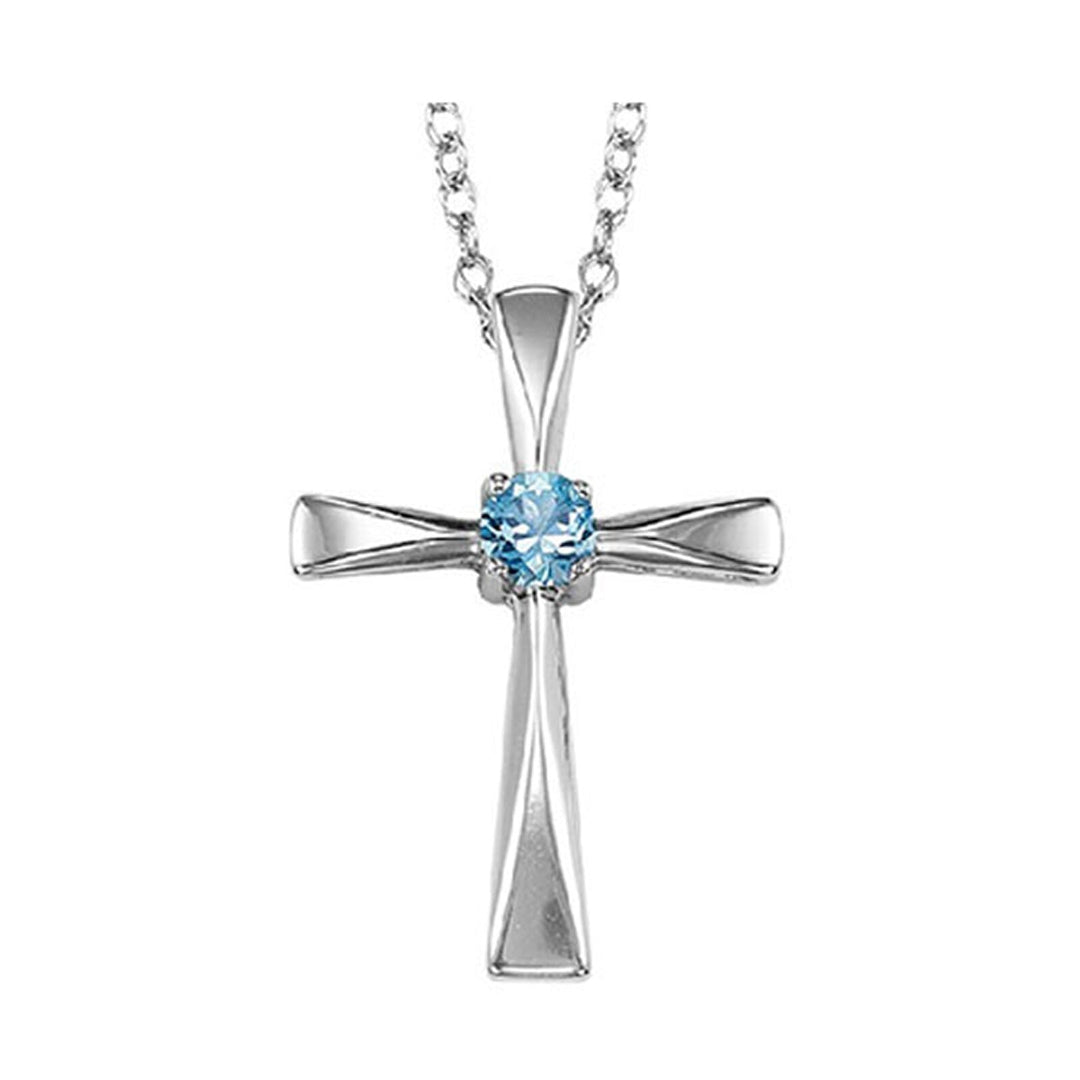 Silver White & Blue Topaz 1/5Ctw Pendant
