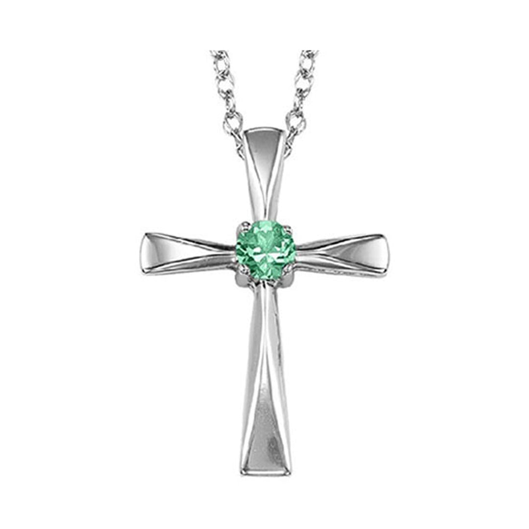 Silver White & Emerald 1/5Ctw Pendant