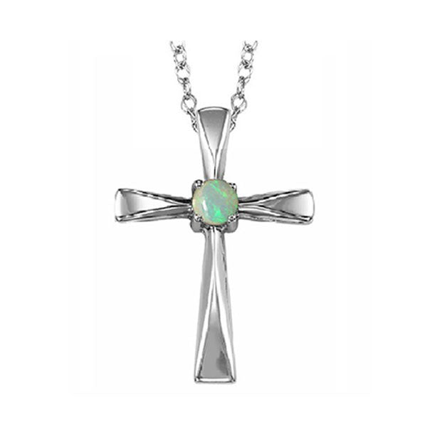 Silver White & Opal 1/8Ctw Pendant