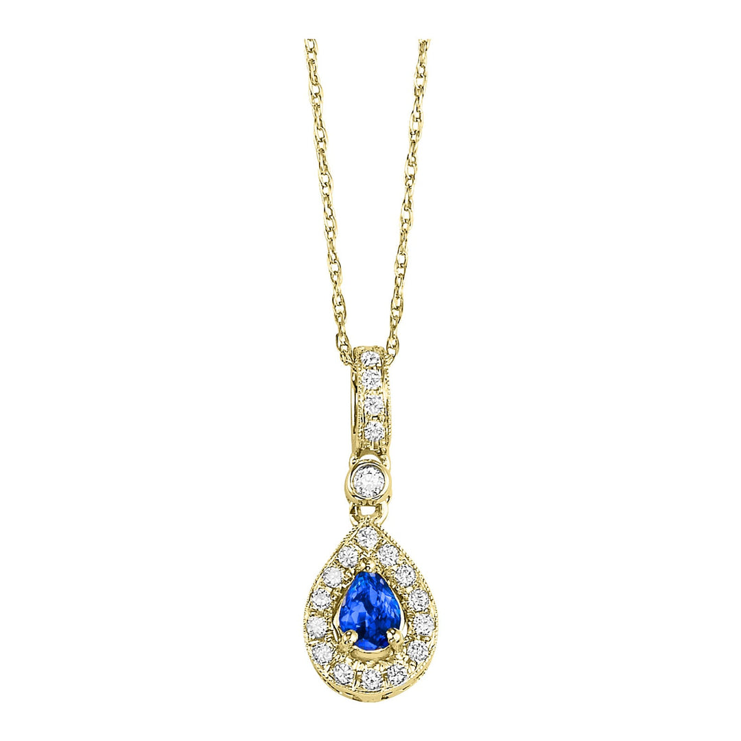 14Kt Yellow Gold Diamond 1/10Ctw & Sapphire 1/5Ctw Pendant