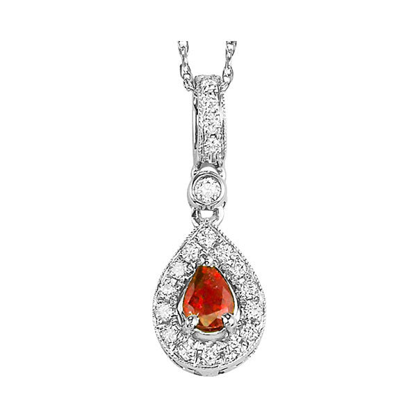 14Kt White Gold Diamond 1/10Ctw & Ruby 1/5Ctw Pendant