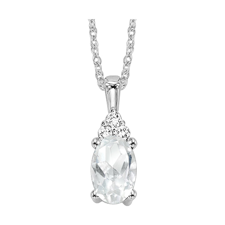 10Kt White Gold Diamond 1/50Ctw & White Topaz 3/8Ctw Pendant