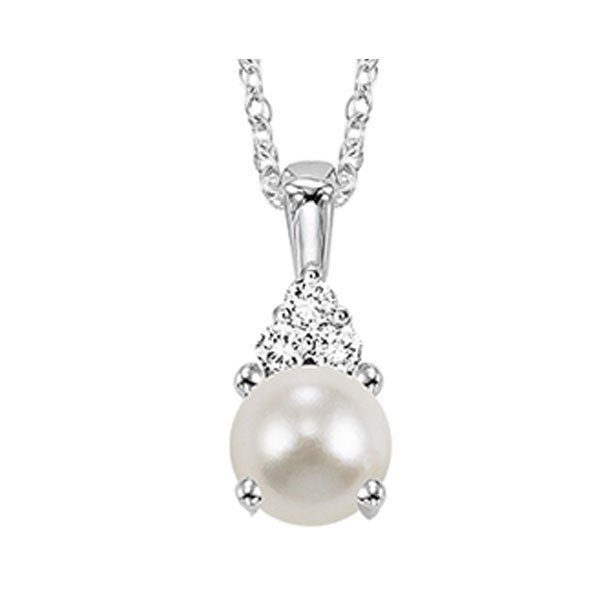 10Kt White Gold Diamond 1/50Ctw & Pearl 3/4Ctw Pendant