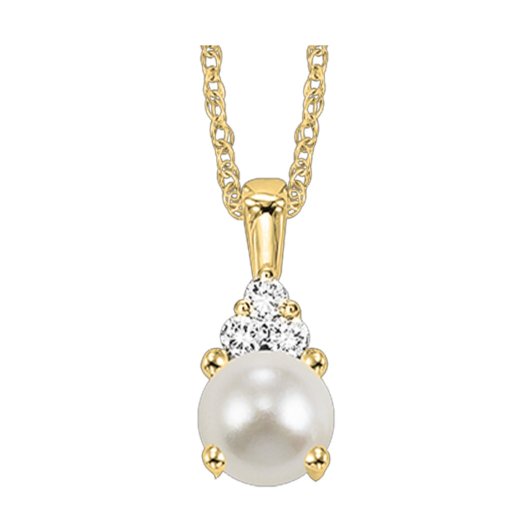 10Kt Yellow Gold Diamond 1/50Ctw & Pearl Pendant