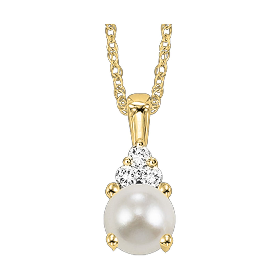 14Kt Yellow Gold Diamond 1/50Ctw & Pearl Pendant