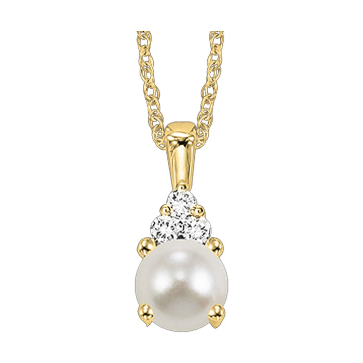 14Kt Yellow Gold Diamond 1/50Ctw & Pearl Pendant