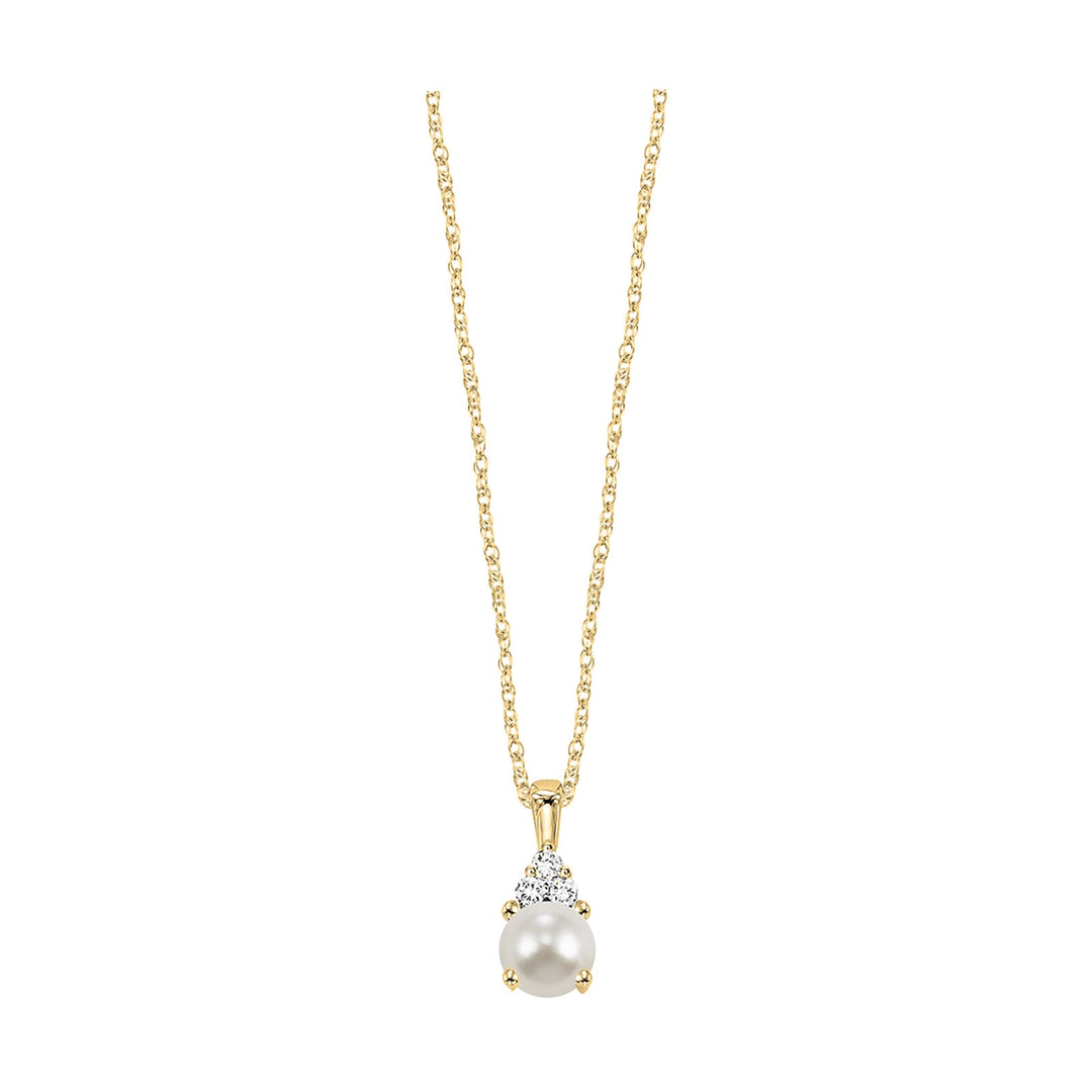 14Kt Yellow Gold Diamond 1/50Ctw & Pearl Pendant