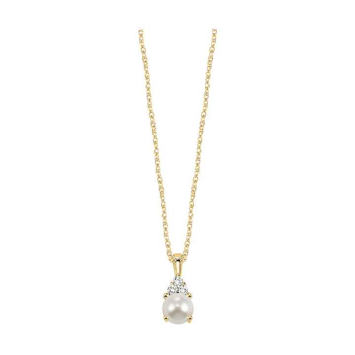 14Kt Yellow Gold Diamond 1/50Ctw & Pearl Pendant