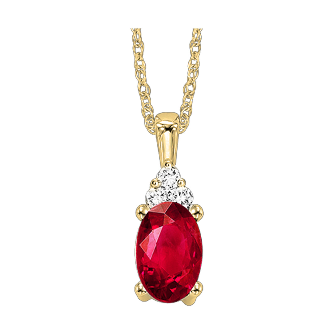 10Kt Yellow Gold Diamond 1/50Ctw & Ruby 3/8Ctw Pendant