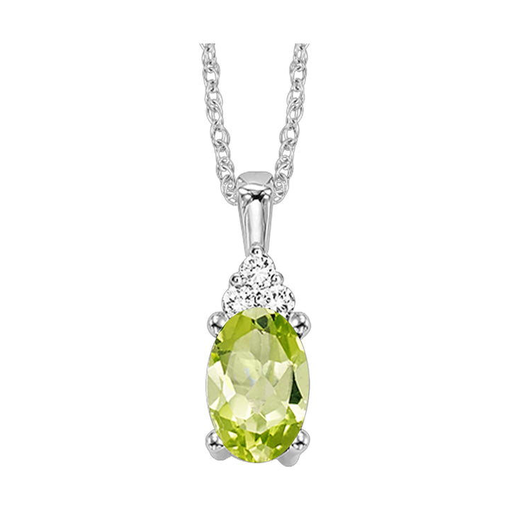 10Kt White Gold Diamond 1/50Ctw & Peridot 1/2Ctw Pendant