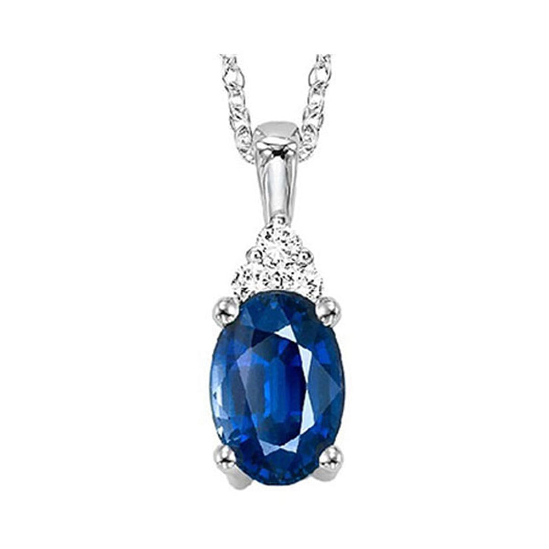 14Kt Yellow Gold Diamond 1/50Ctw & Sapphire 1/2Ctw Pendant