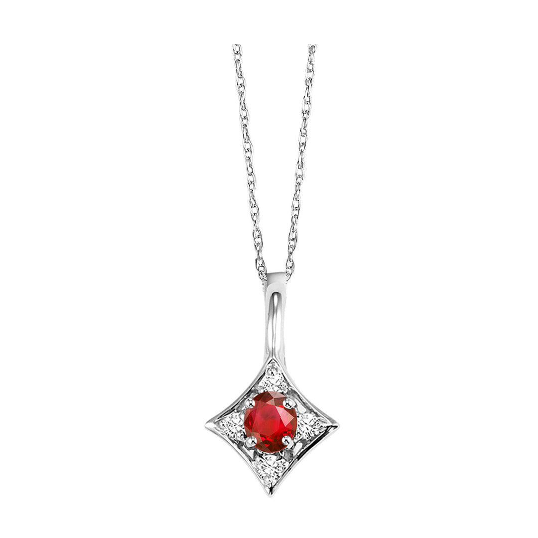 14Kt White Gold Diamond 1/20Ctw & Garnet 1/3Ctw Pendant