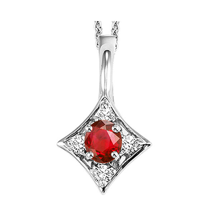 14Kt White Gold Diamond 1/20Ctw & Ruby 1/2Ctw Pendant