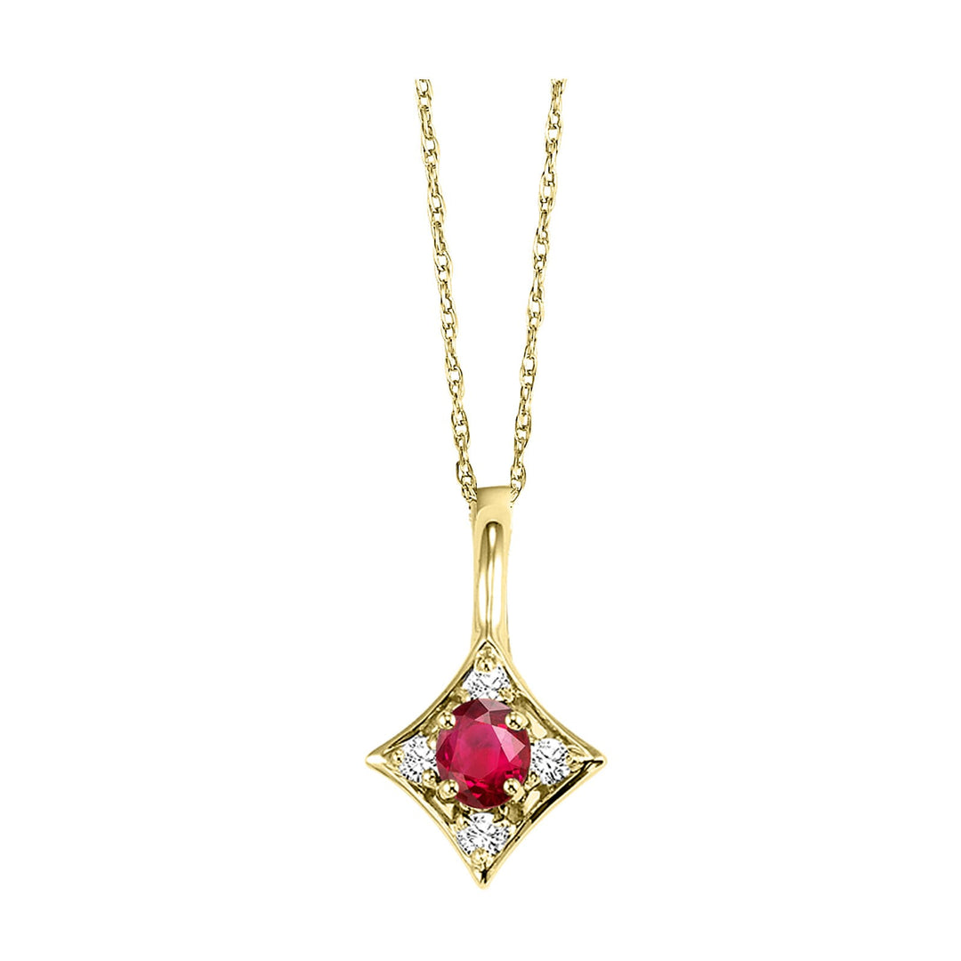 14Kt Yellow Gold Diamond 1/20Ctw & Ruby 1/6Ctw Pendant