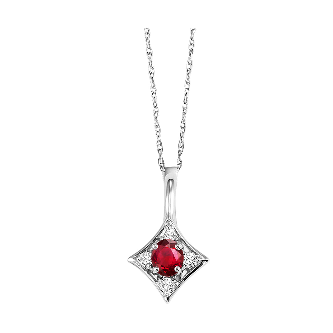 14Kt White Gold Diamond 1/20Ctw & Garnet 1/3Ctw Pendant
