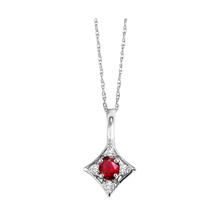 14Kt White Gold Diamond 1/20Ctw & Garnet 1/3Ctw Pendant