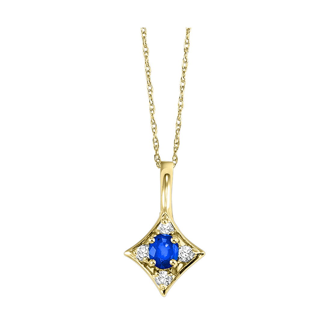 14Kt Yellow Gold Diamond 1/20Ctw & Sapphire 1/8Ctw Pendant