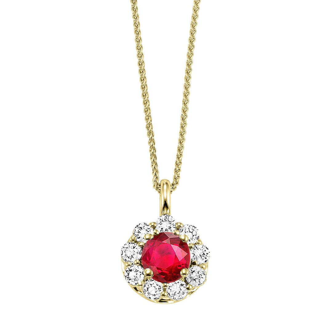14Kt Yellow Gold Diamond 3/8Ctw & Ruby 1/2Ctw Pendant