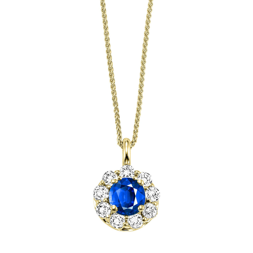 14Kt Yellow Gold Diamond 3/8Ctw & Sapphire 1/2Ctw Pendant