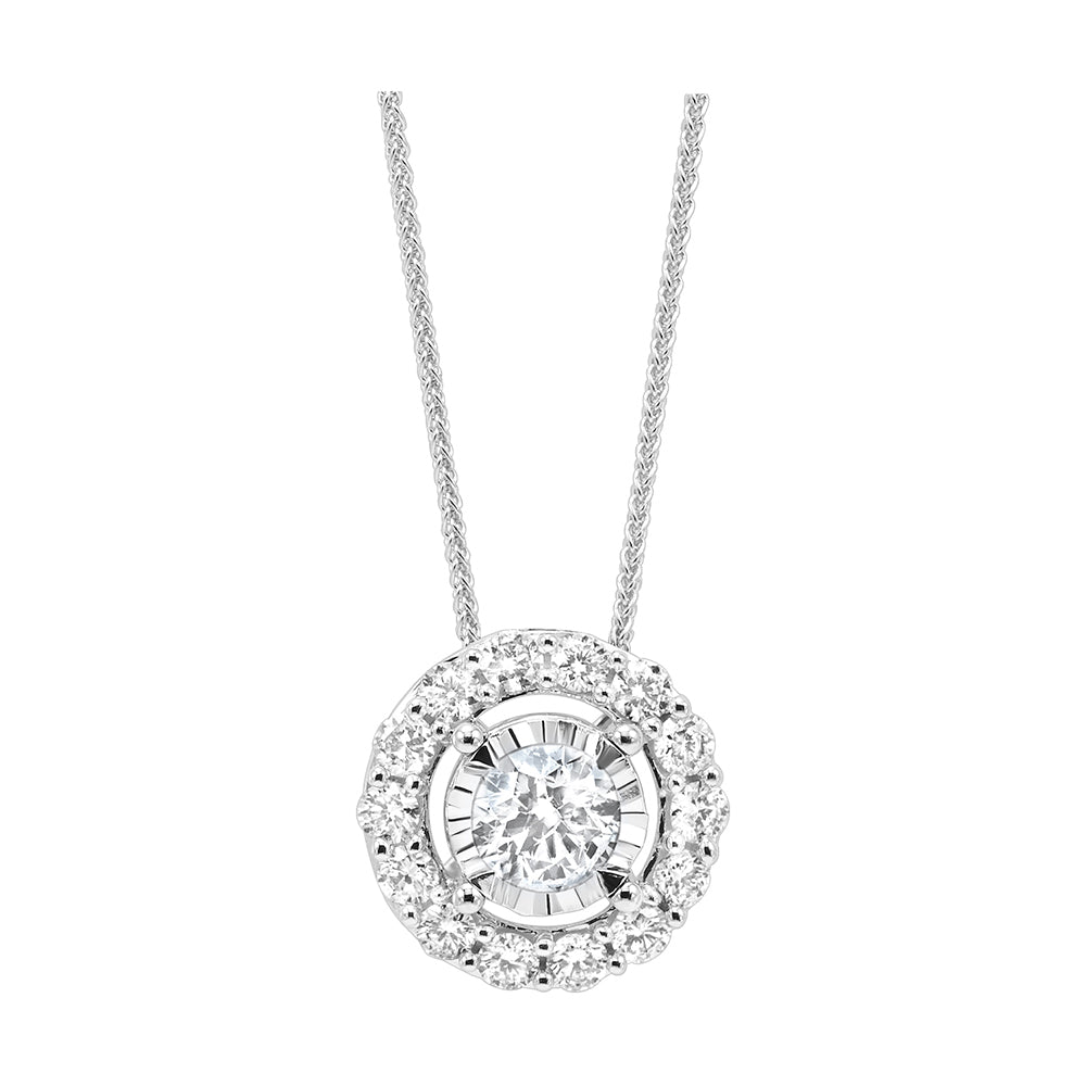 14Kt White Gold Diamond 1/10Ctw Pendant