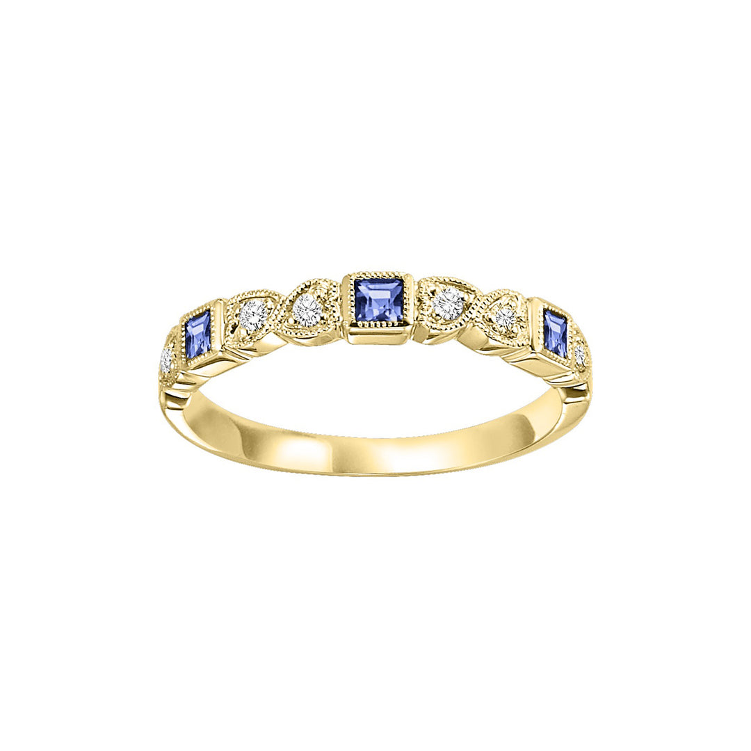 10Kt Yellow Gold Diamond 1/12Ctw & Sapphire 1/8Ctw Ring