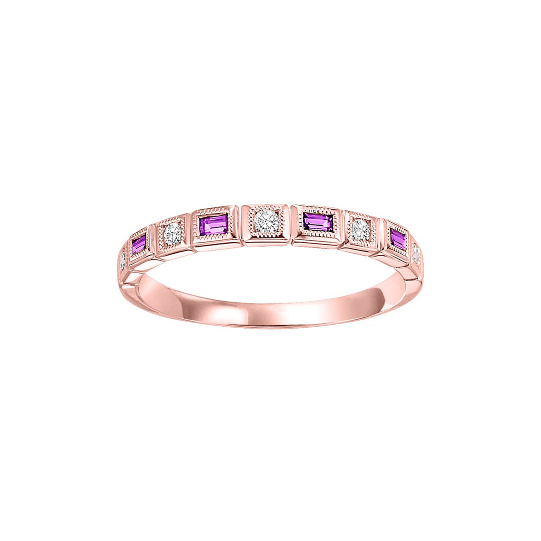 10Kt Rose Gold Diamond 1/10Ctw & Ruby 1/8Ctw Ring
