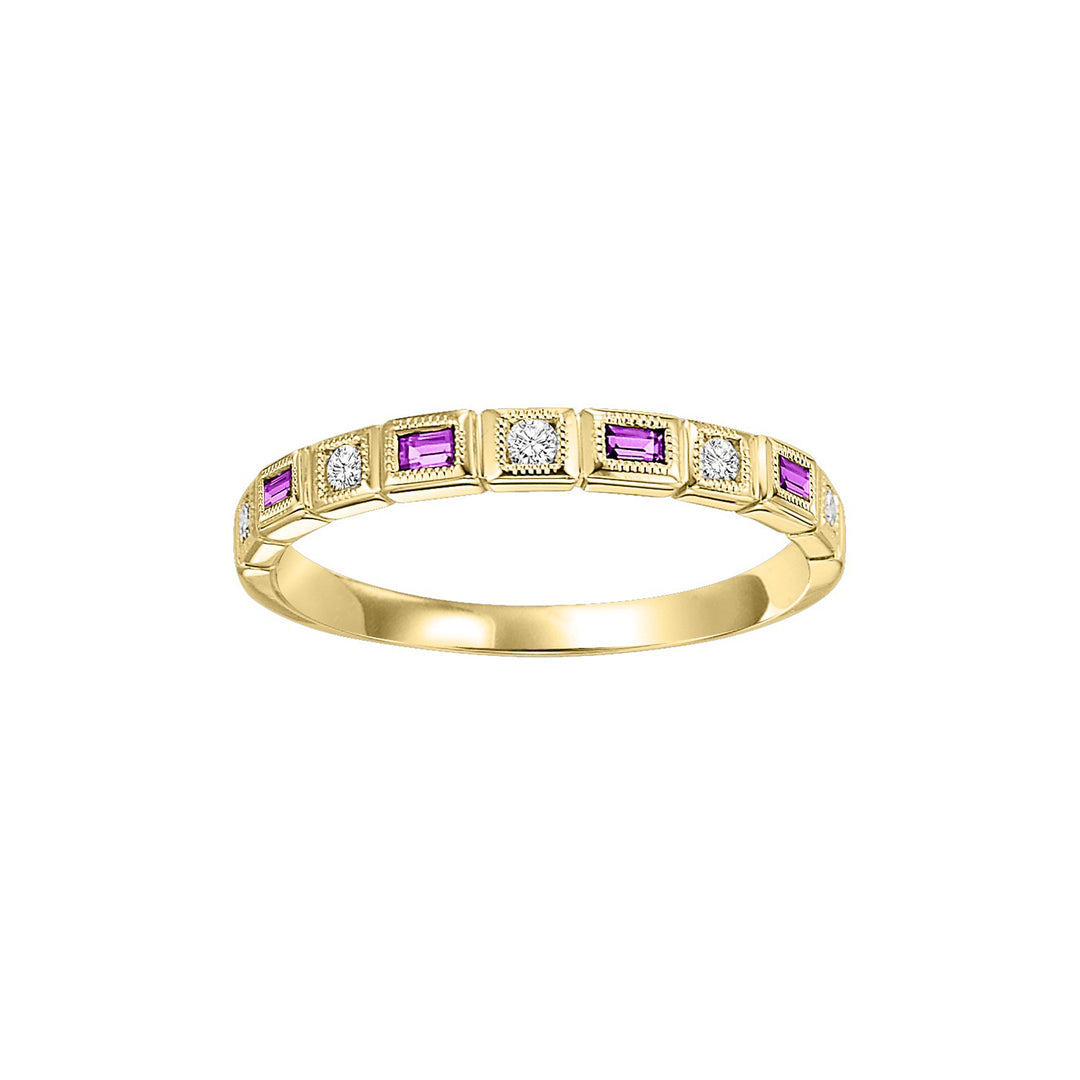10Kt Yellow Gold Diamond 1/10Ctw & Ruby 1/8Ctw Ring