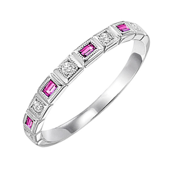 10KT White Gold & Diamond Classic Book Stackable Fashion Ring  - 1/10 ctw