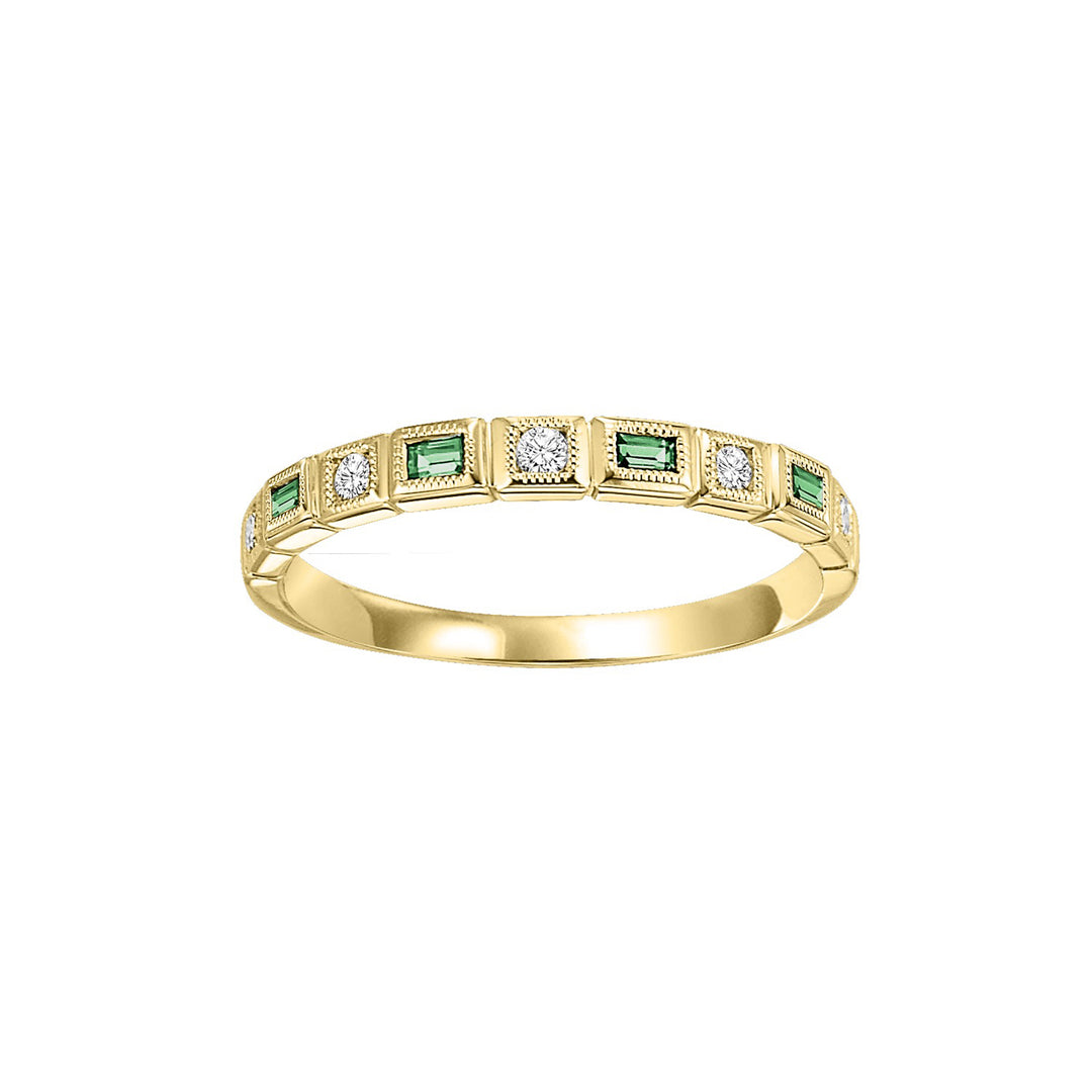 10Kt Yellow Gold Diamond 1/10Ctw & Emerald 1/8Ctw Ring