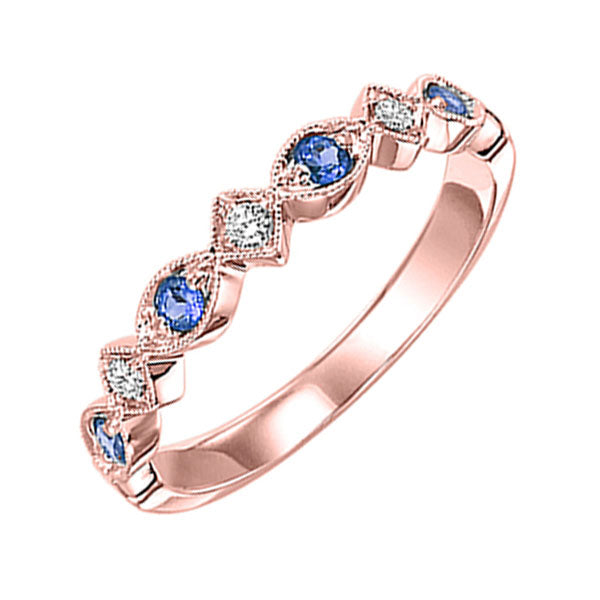 10Kt Rose Gold Diamond 1/20Ctw & Sapphire 1/6Ctw Ring