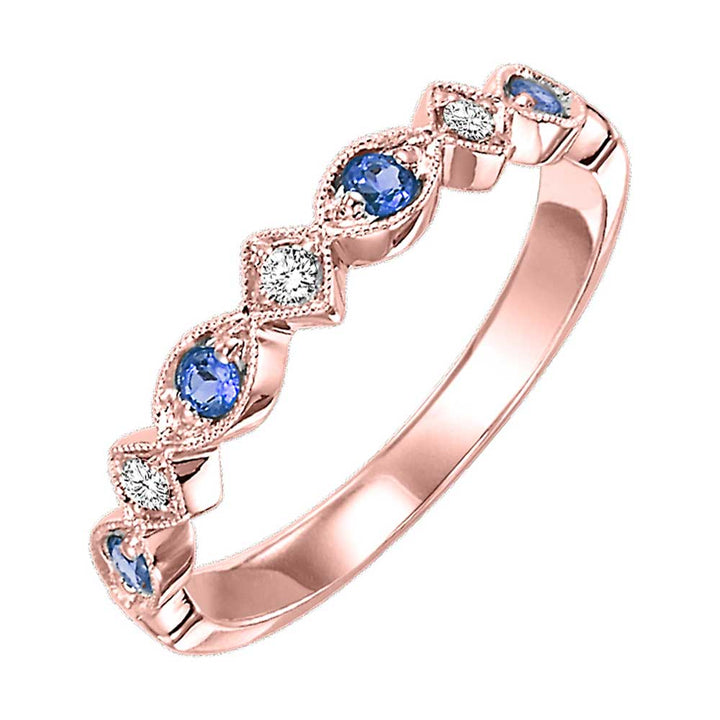 10Kt Rose Gold Diamond 1/20Ctw & Sapphire 1/6Ctw Ring