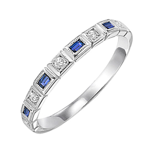 10Kt White Gold Diamond 1/20Ctw & Sapphire 1/8Ctw Ring